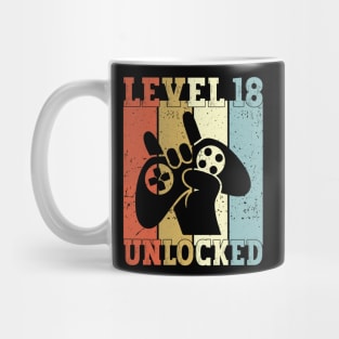 Level 18 Unlocked Video Gamer 18 Years Old 18th Birthday Level Unlocked Mug